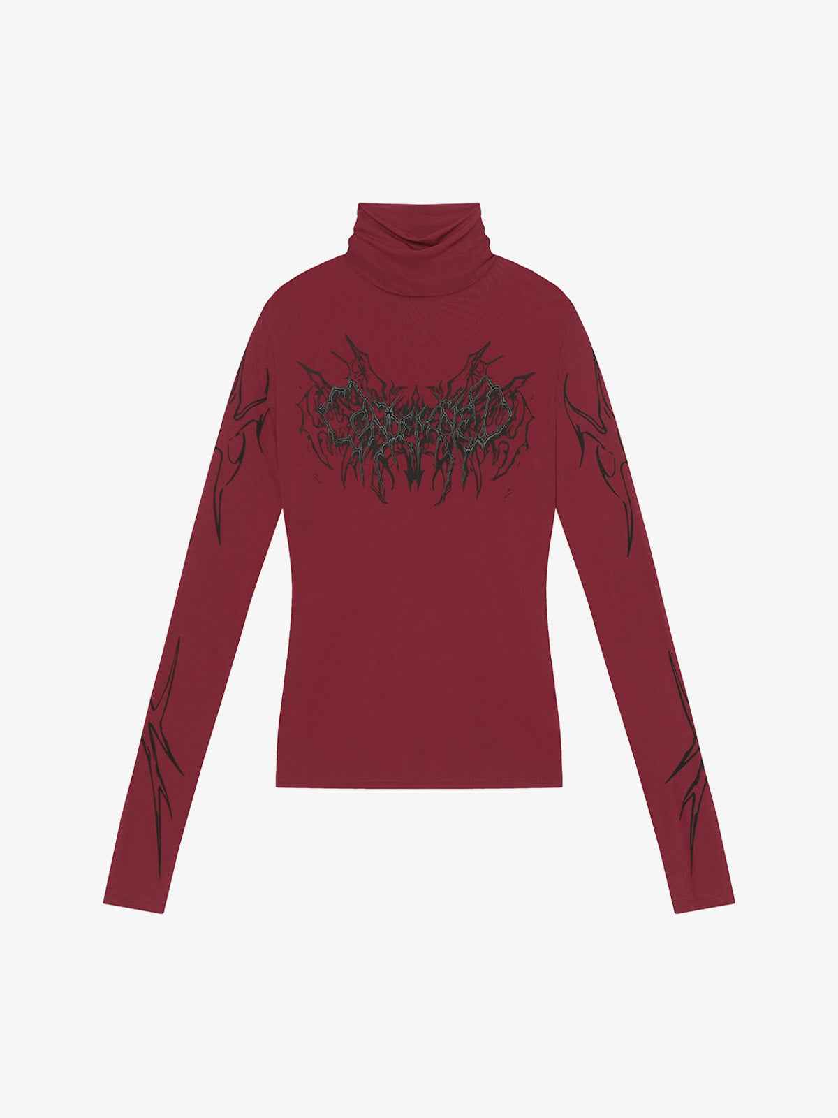 Dark Style Printed Slim Mesh Long Sleeves T-Shirt