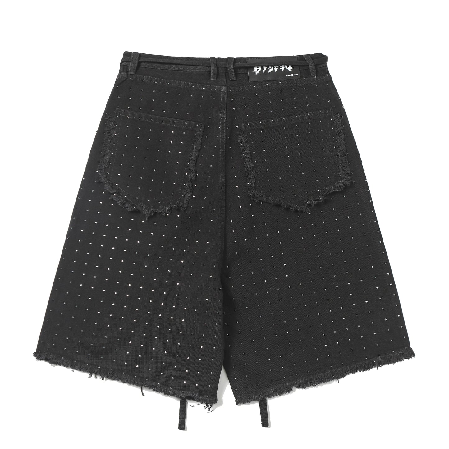 Rhinestone Frayed | Denim Shorts - Luxuryurbanwear