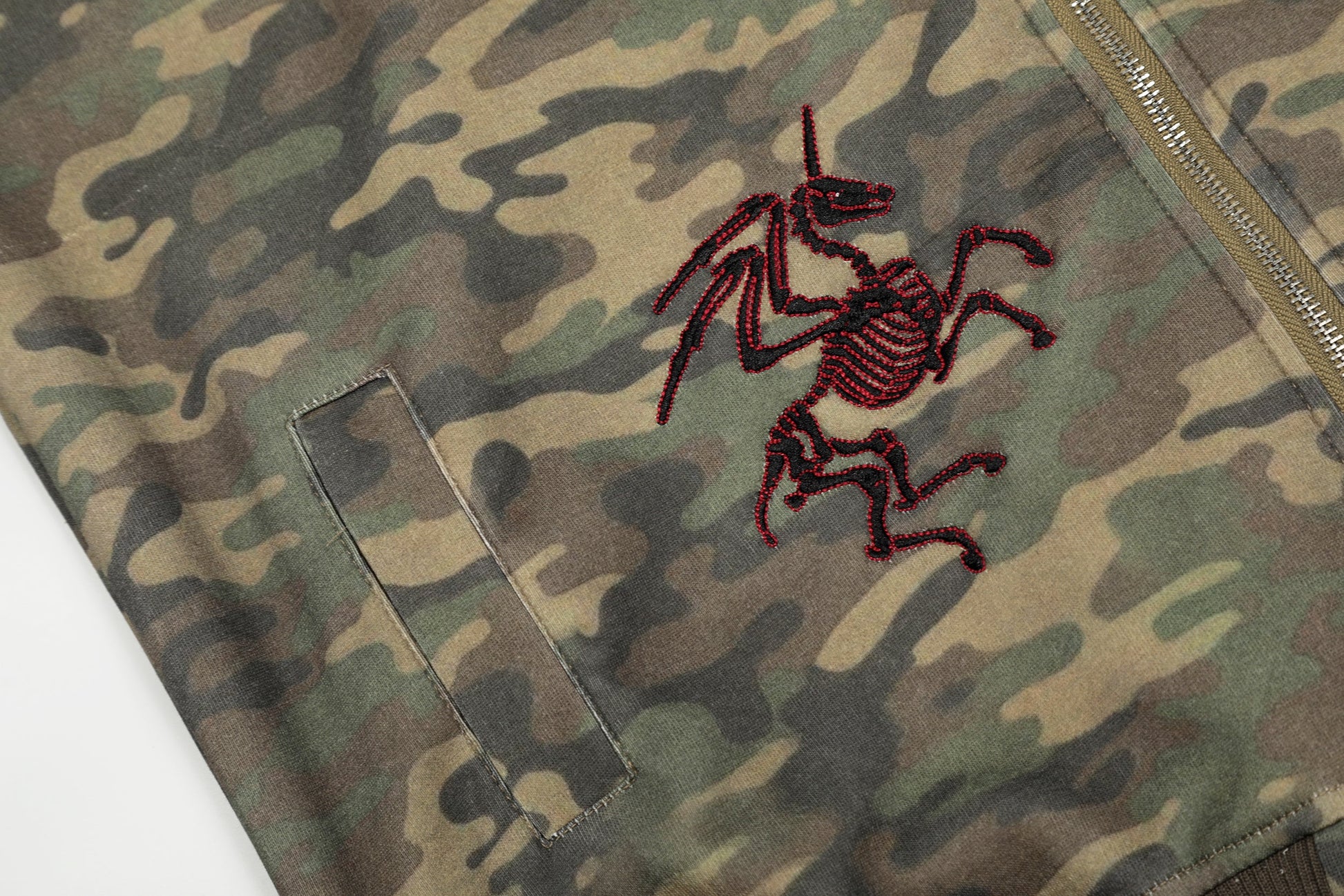 Camo Varsity Patch | Zip Up Hoodie - Luxuryurbanwear