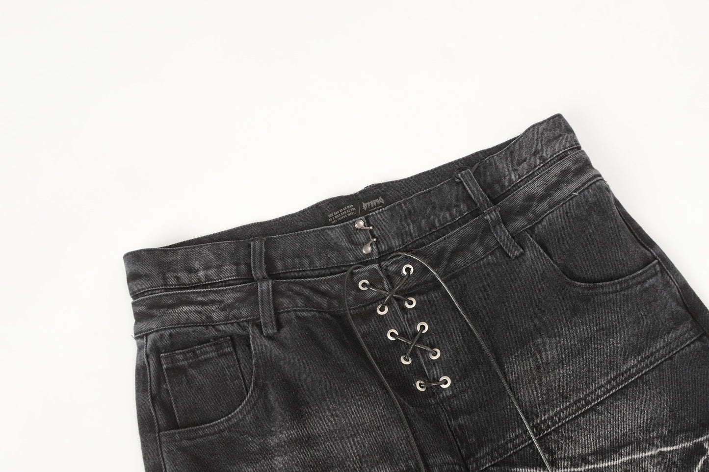 Lace-Up Destroyed | Stacked Jeans - Luxuryurbanwear