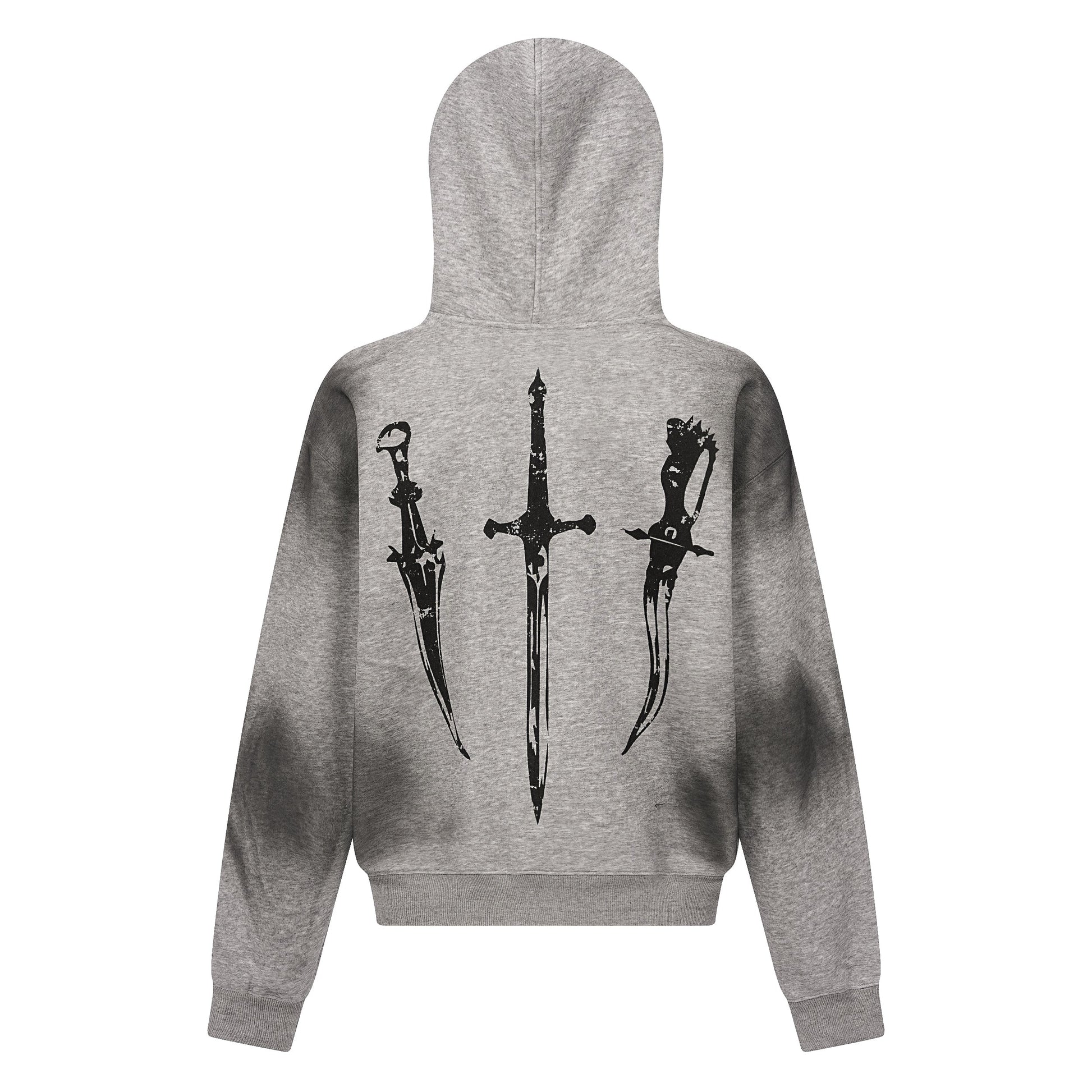 Gothic Distressed Print | Zip-Up Hoodie - Luxuryurbanwear