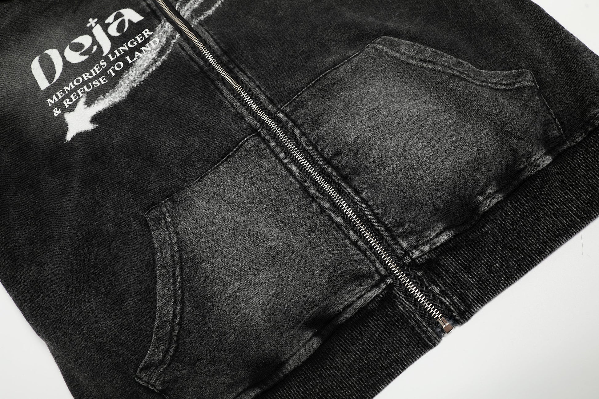 Washed Gradient | Black Zip Up Hoodie - Luxuryurbanwear