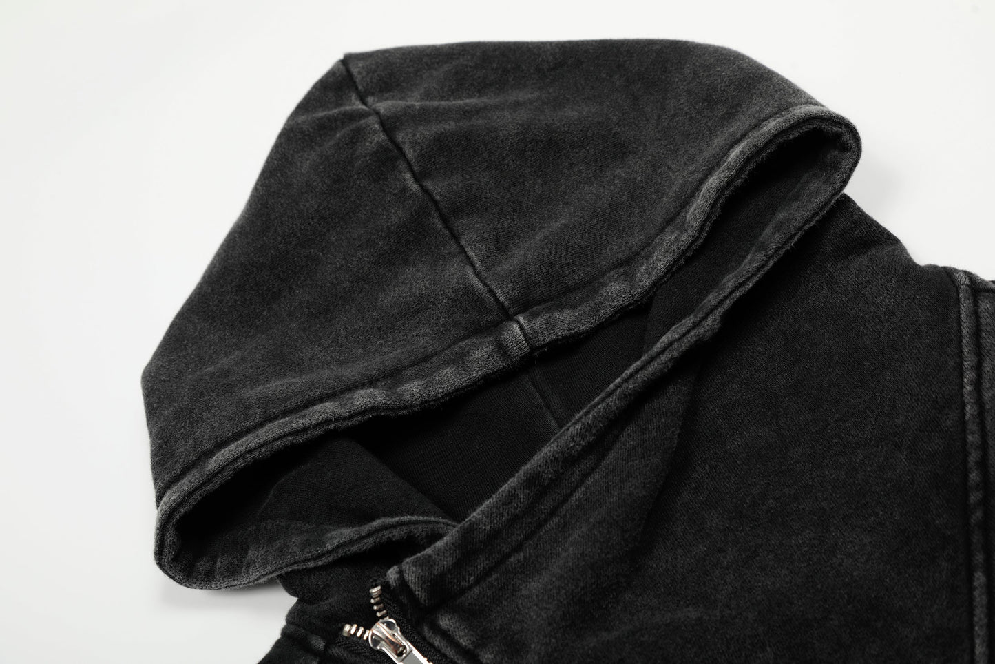 Asymmetry | Washed Zip Up Hoodie - Luxuryurbanwear