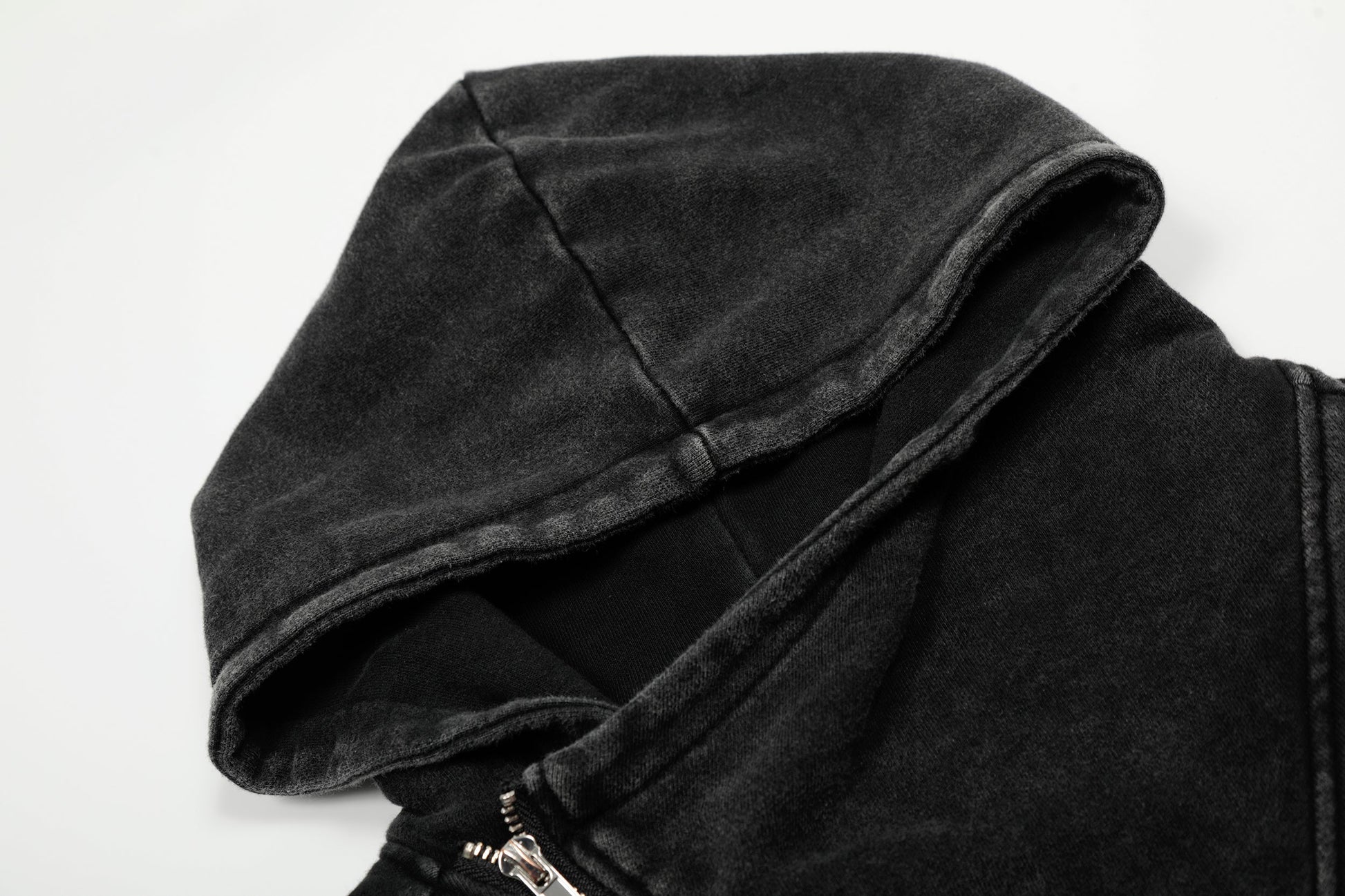 Asymmetry | Washed Zip Up Hoodie - Luxuryurbanwear