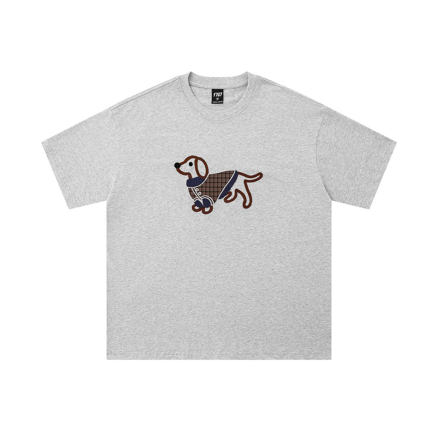 Scarf Pup | Embroidered Dog Patch Tee - Luxuryurbanwear