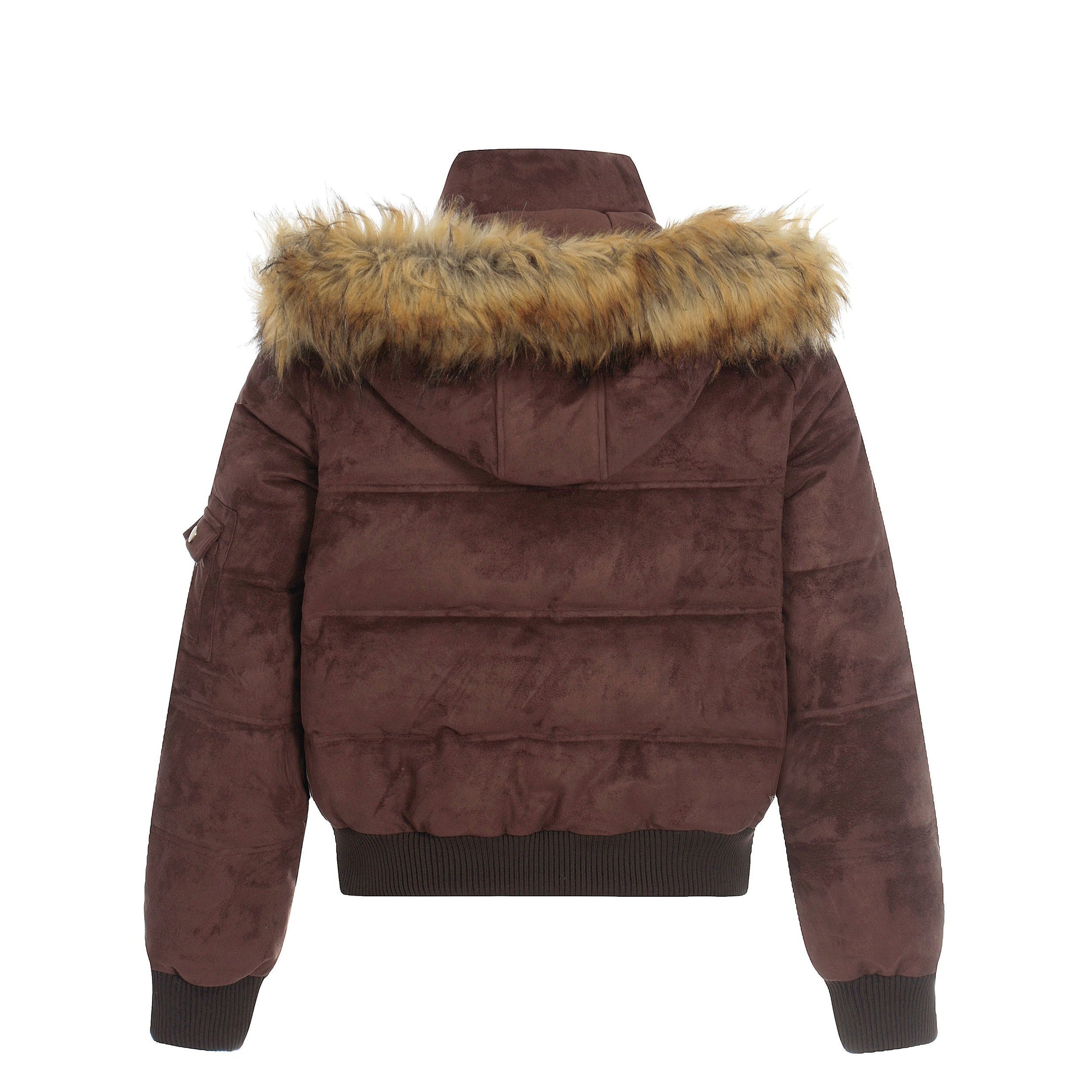 Alpine Buckle | Toggle-Front Faux Suede Puffer - Luxuryurbanwear