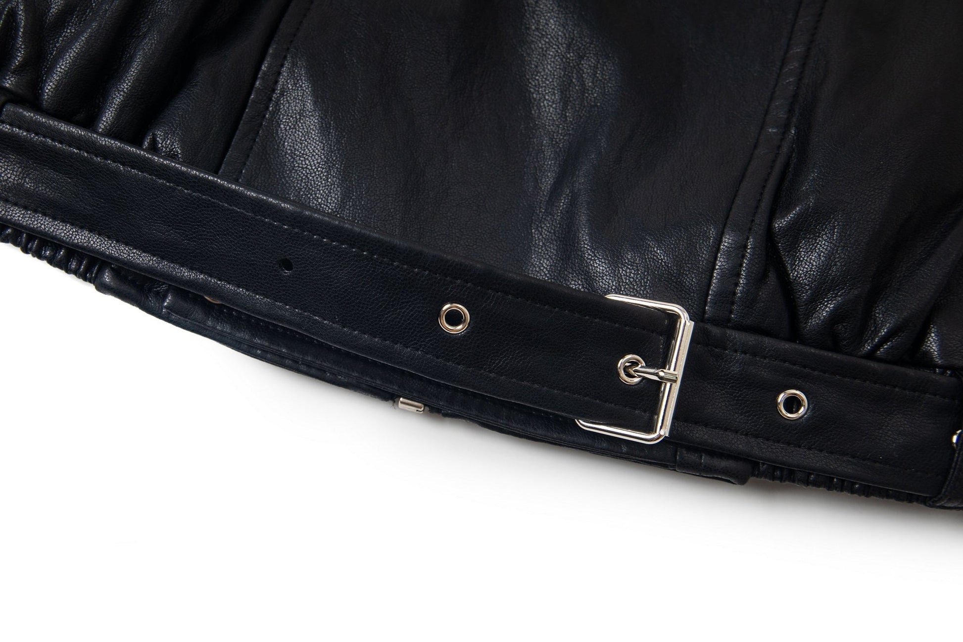 Street Rebel | Belted Faux Leather Moto Jacket - Luxuryurbanwear