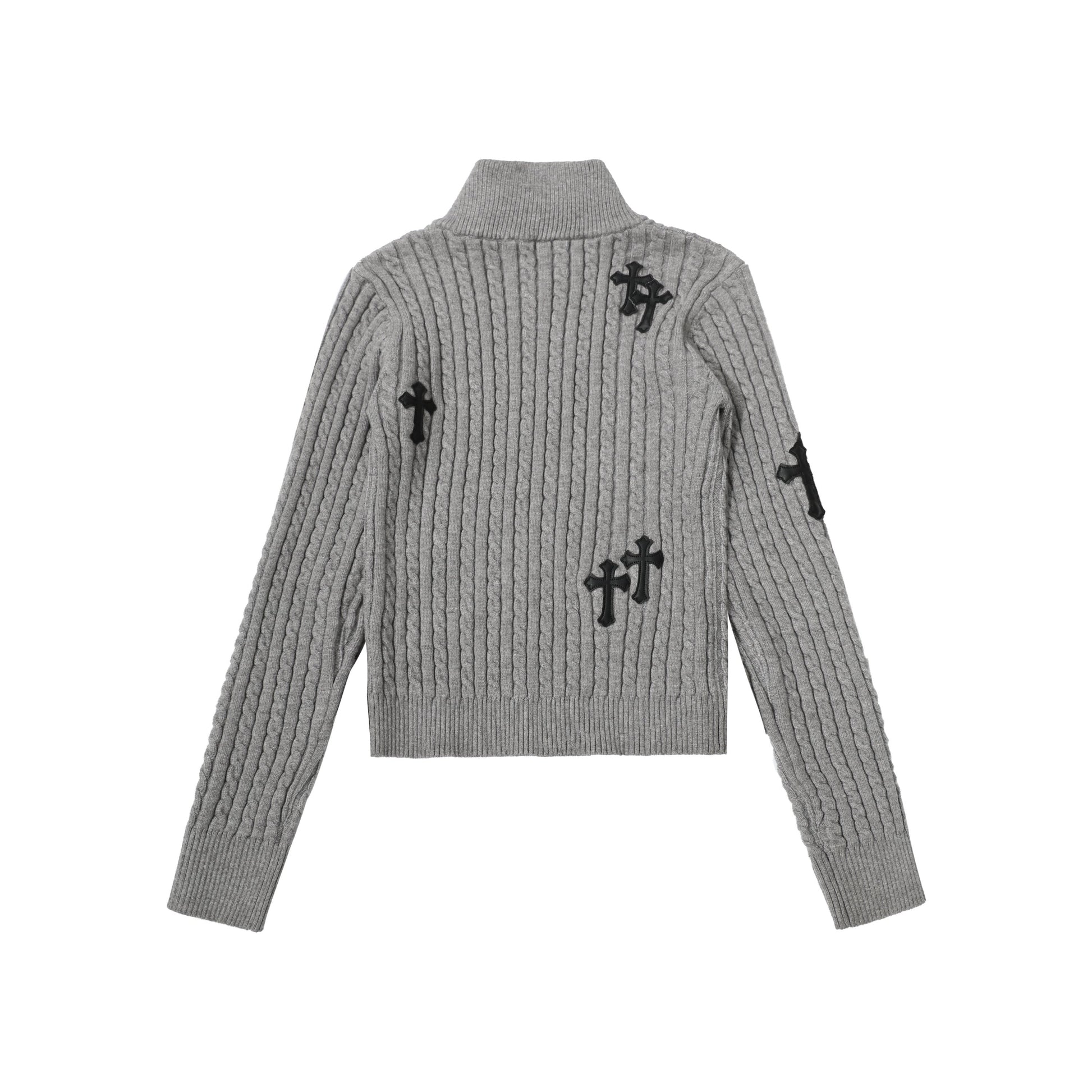 Fuzzy Pup | Striped Knit Cardigan with Dog Embroidery - Luxuryurbanwear
