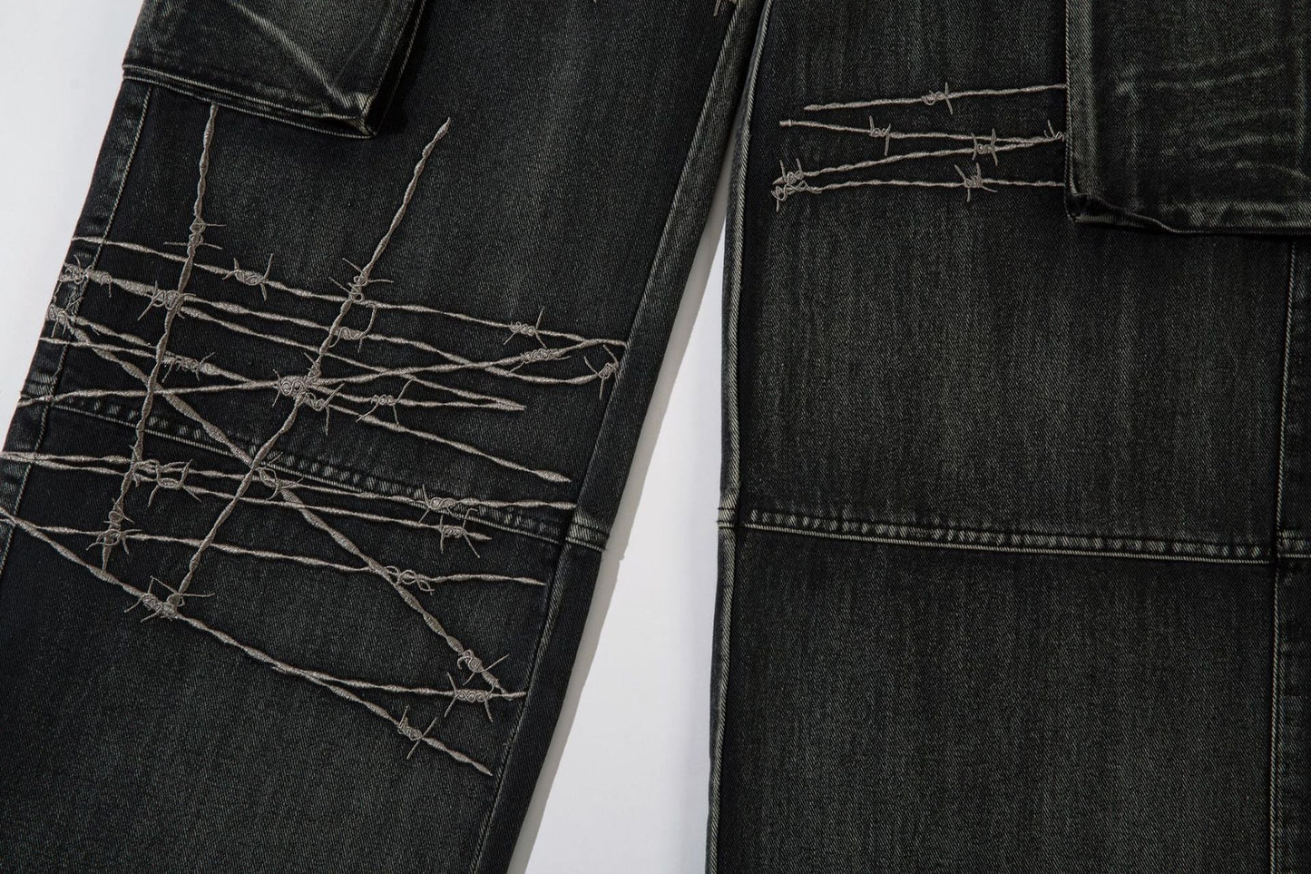 Barbed Wire Print | Baggy Jeans - Luxuryurbanwear