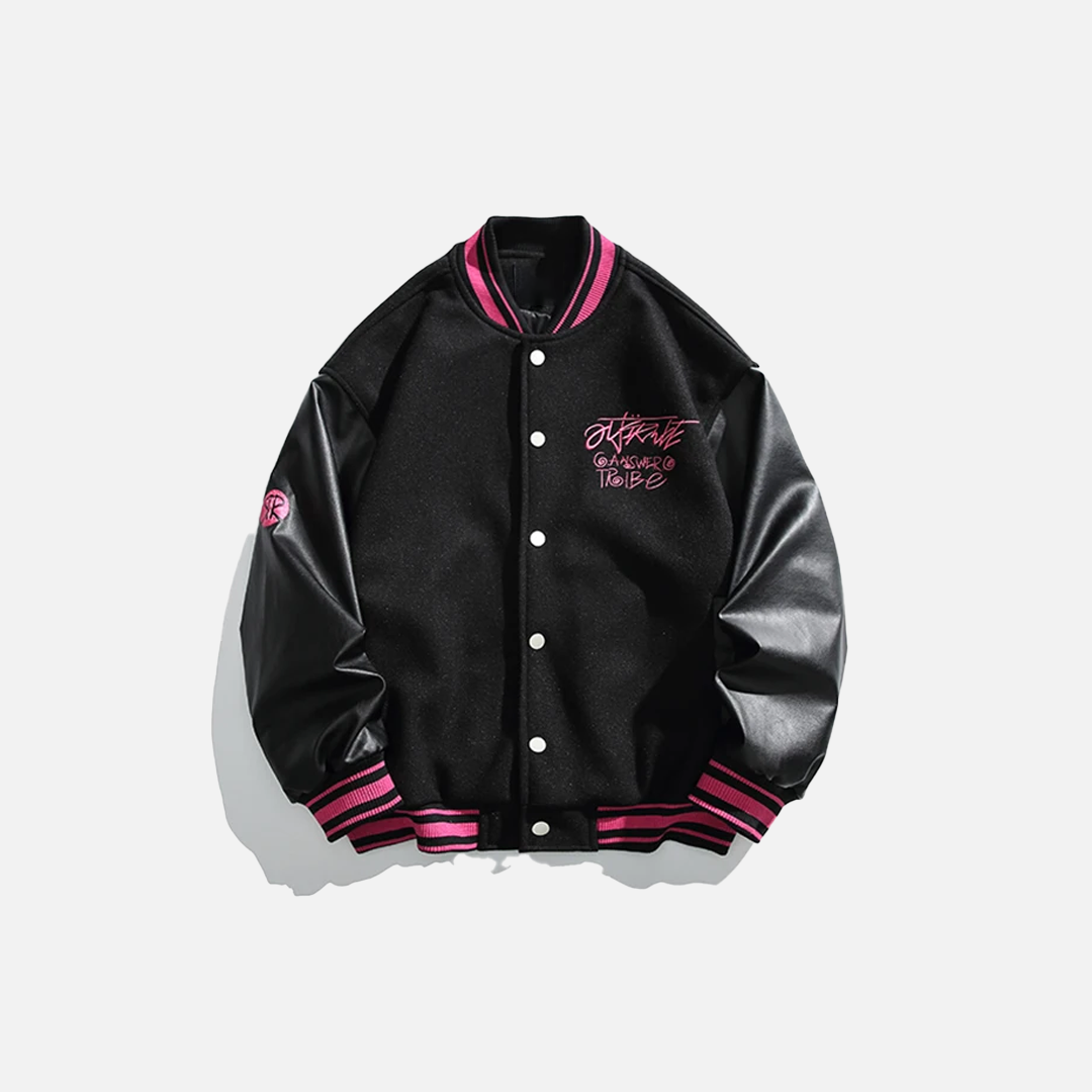 Stadium Award Letter Embroidery Varsity Leather Jacket - Luxuryurbanwear