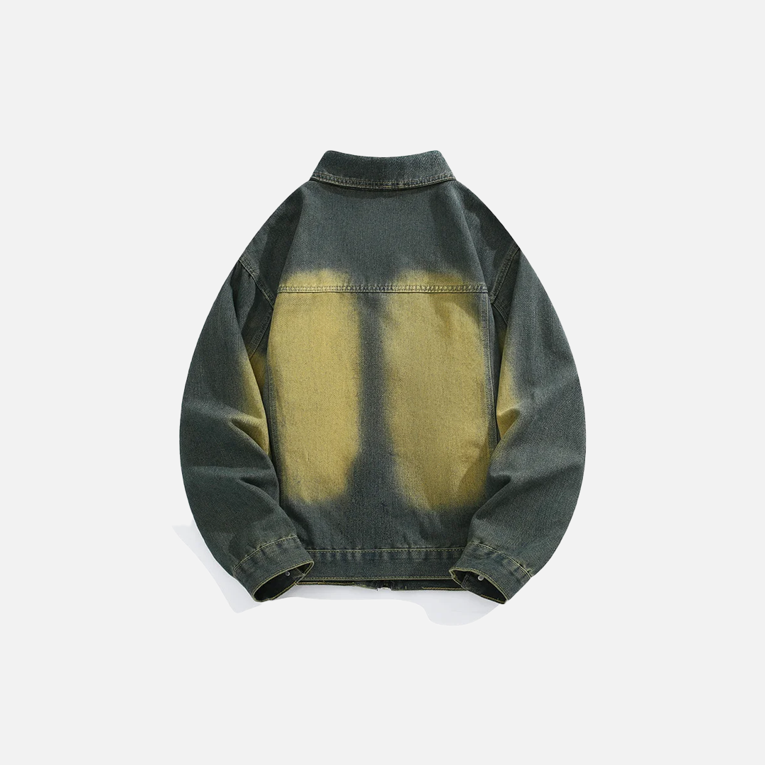 Elevated Distressed American Style Tie Dye Denim Jacket - Luxuryurbanwear