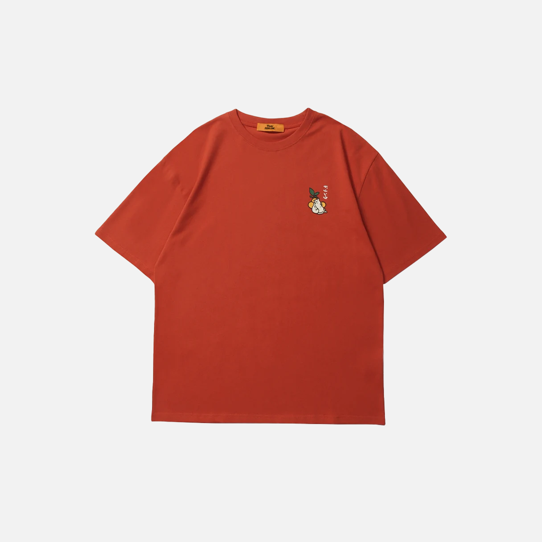 Oversize Japanese Kanji Letter Embroidered Drink T-Shirt - Luxuryurbanwear