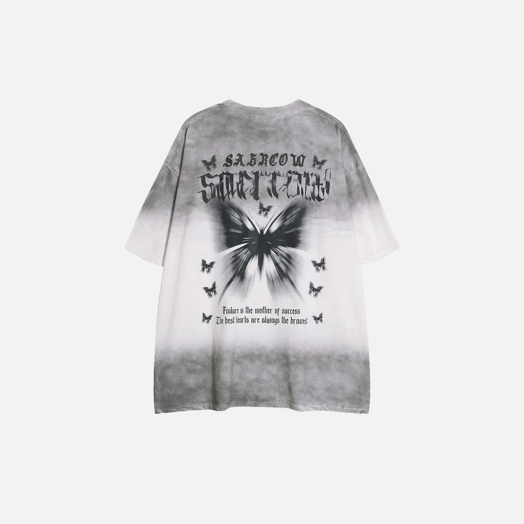 Colorful Butterfly Print Oversized Short Sleeve T-Shirt - Luxuryurbanwear
