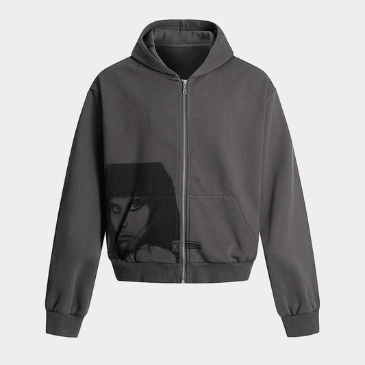 Portrait Graphic | Zip-Up Hoodie - Luxuryurbanwear