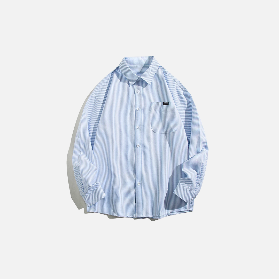 American Aesthetic Style Striped Long Sleeved Shirt - Luxuryurbanwear