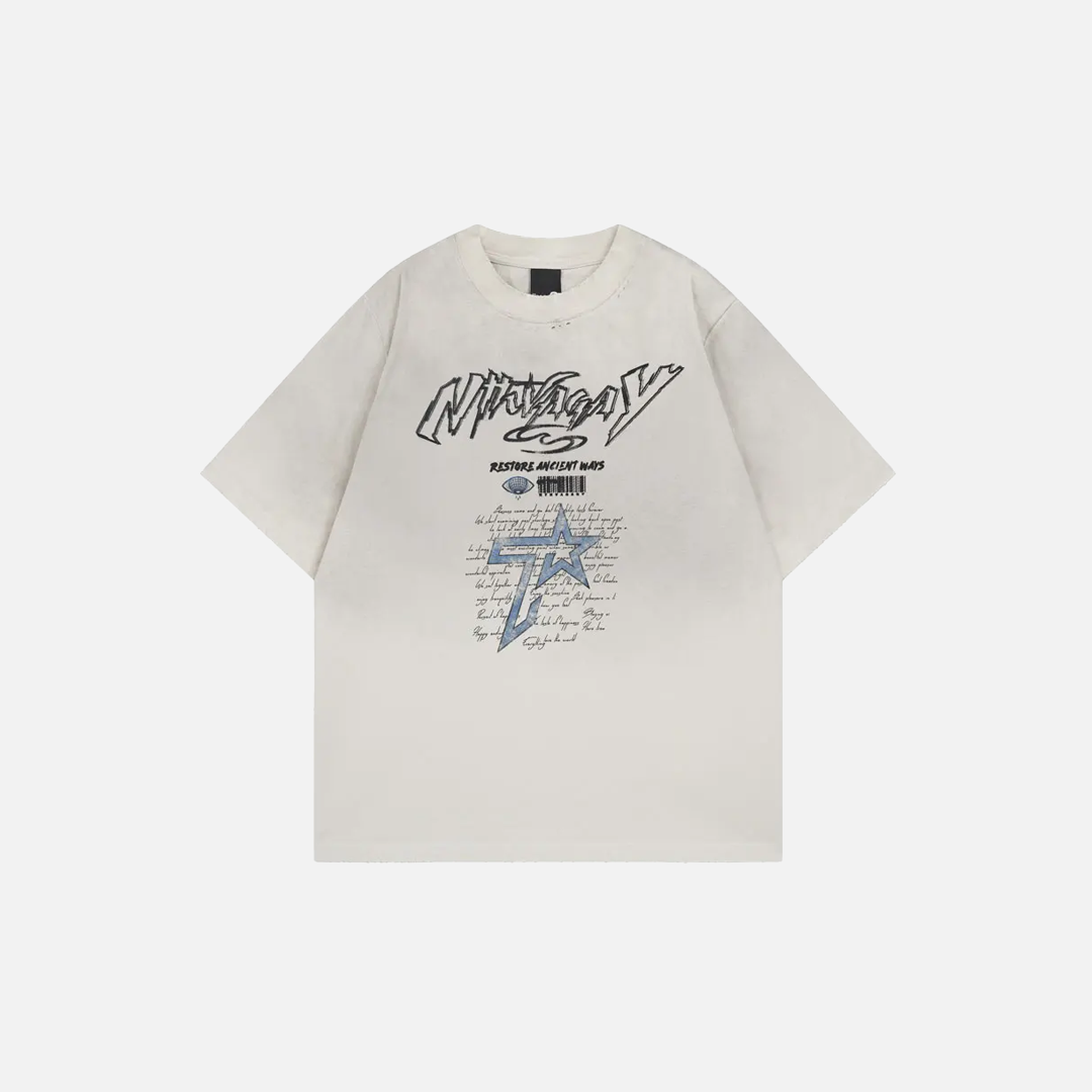 Fashionable Grunge Star Oversized Graphic Print T-Shirt - Luxuryurbanwear