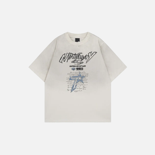 Fashionable Grunge Star Oversized Graphic Print T-Shirt - Luxuryurbanwear