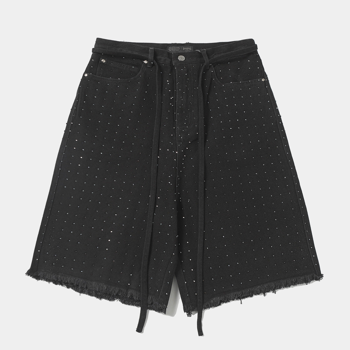 Rhinestone Frayed | Denim Shorts - Luxuryurbanwear
