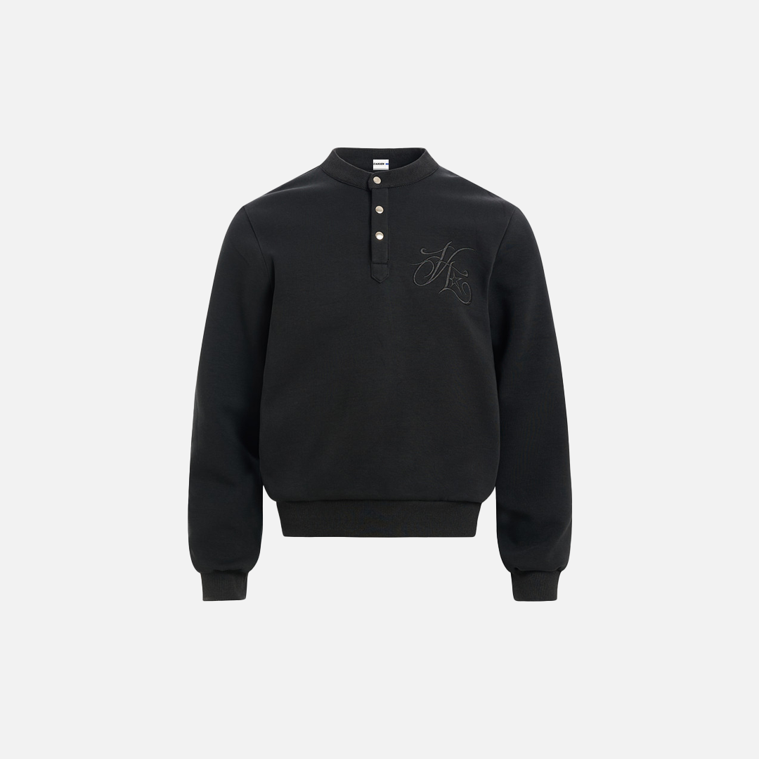 Minimalist Embroidered Button-Up Casual Sweatshirt - Luxuryurbanwear