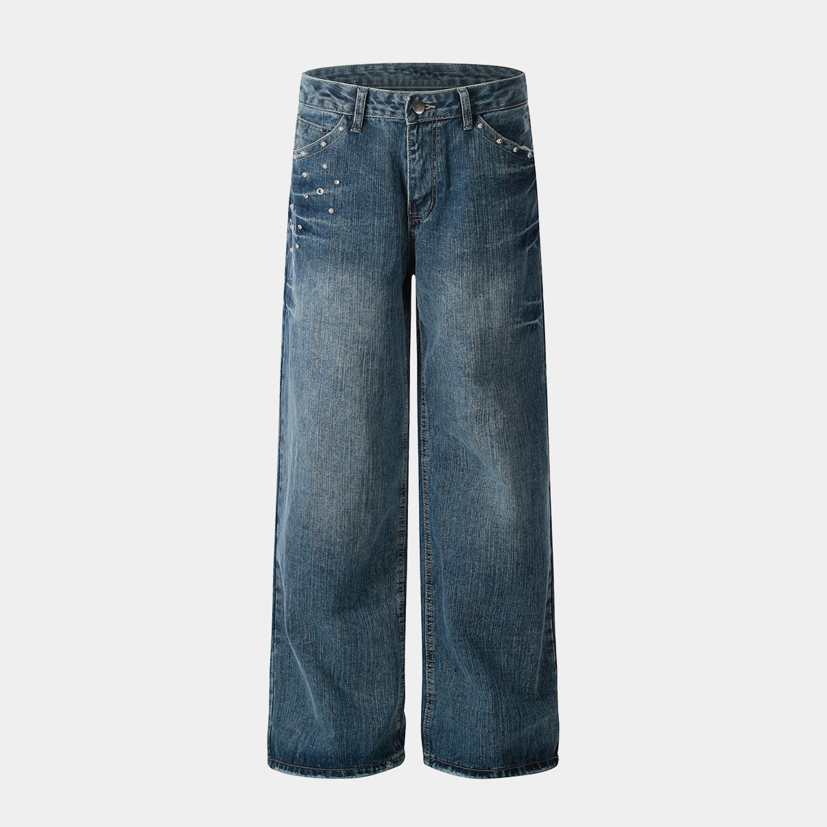 Studded Vintage Denim | Straight Jeans - Luxuryurbanwear