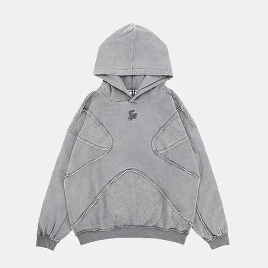 Oversized Washed Panelled Hoodie - Streetwear Pullover | LuxuryUrbanwear - Luxuryurbanwear
