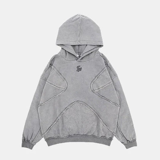 Oversized Washed Panelled Hoodie - Streetwear Pullover | LuxuryUrbanwear - Luxuryurbanwear