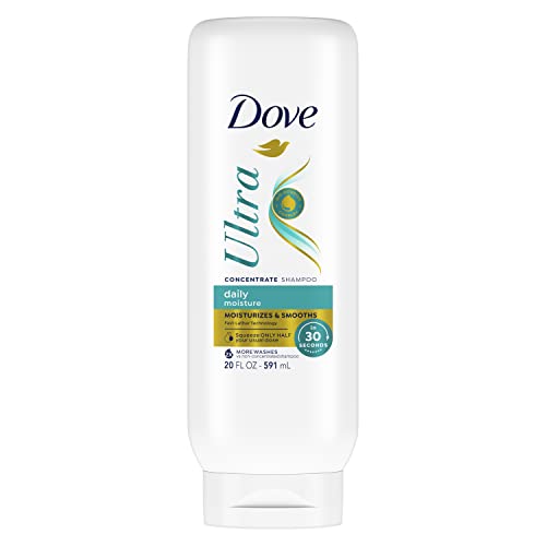Dove Ultra Daily Moisture Concentrate Shampoo for Dry Hair Moisturizes and Smooths in 30 Seconds Ultra-Lather Technology and 2X More Washes 20 oz
