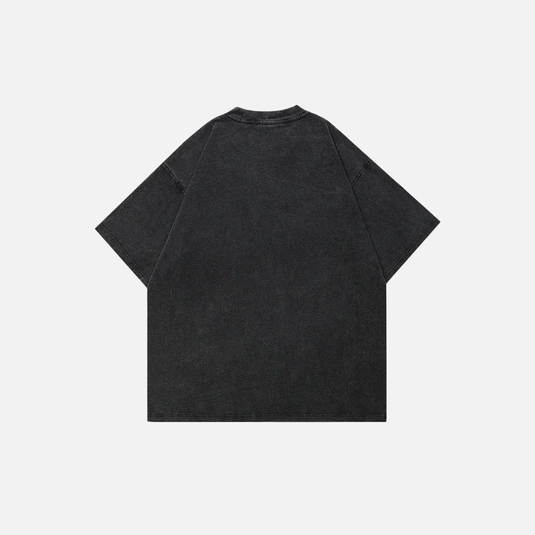 Gothic Washed Black Hip Hop Short Sleeve T-Shirt - Luxuryurbanwear