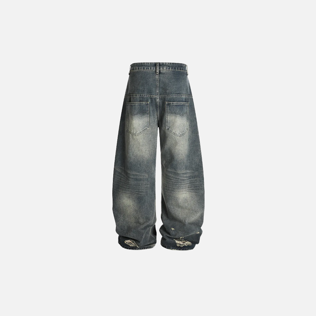 Y2K Vintage Distressed Ripped Wide Leg Jeans - Luxuryurbanwear