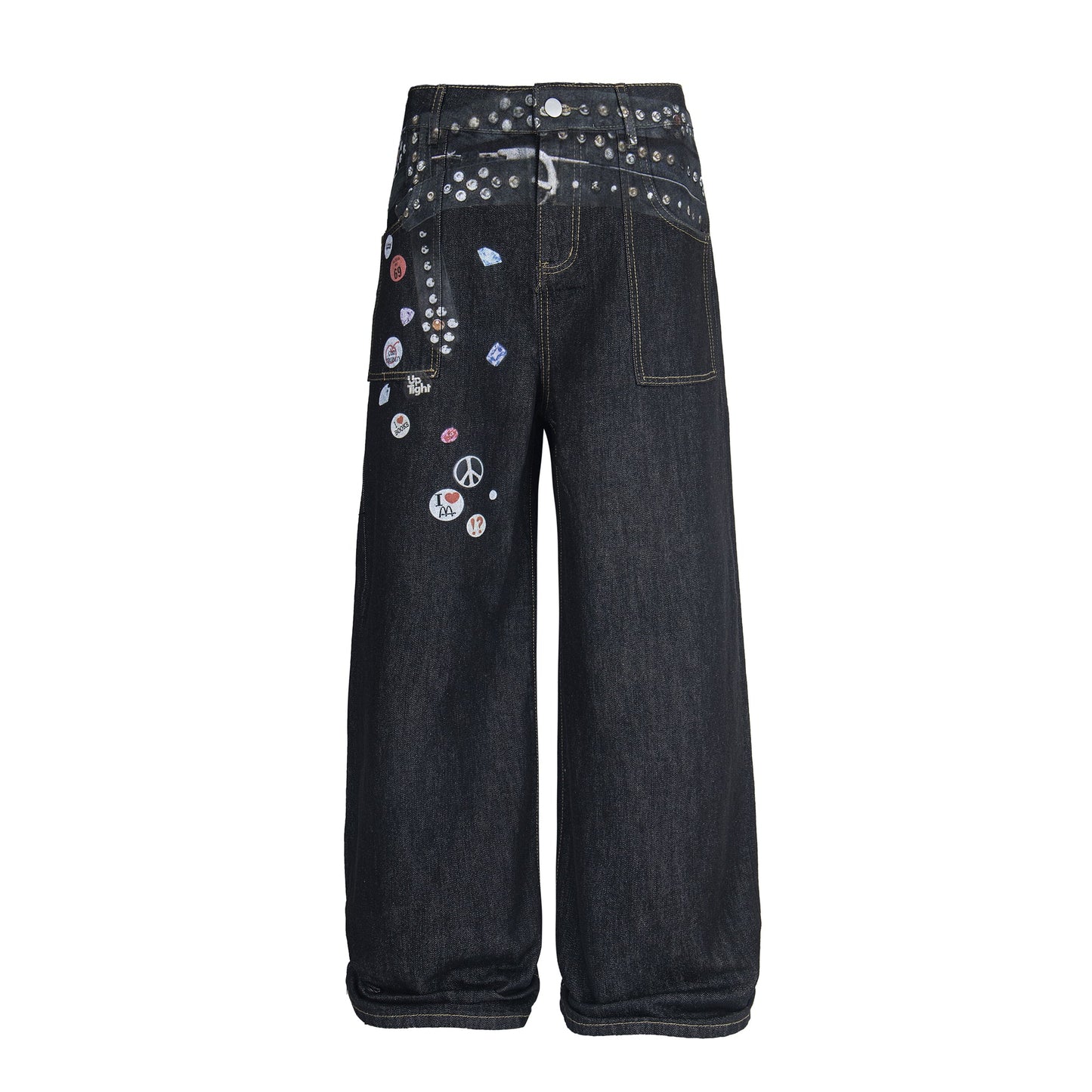 Studded Patchwork | Denim Jeans - Luxuryurbanwear