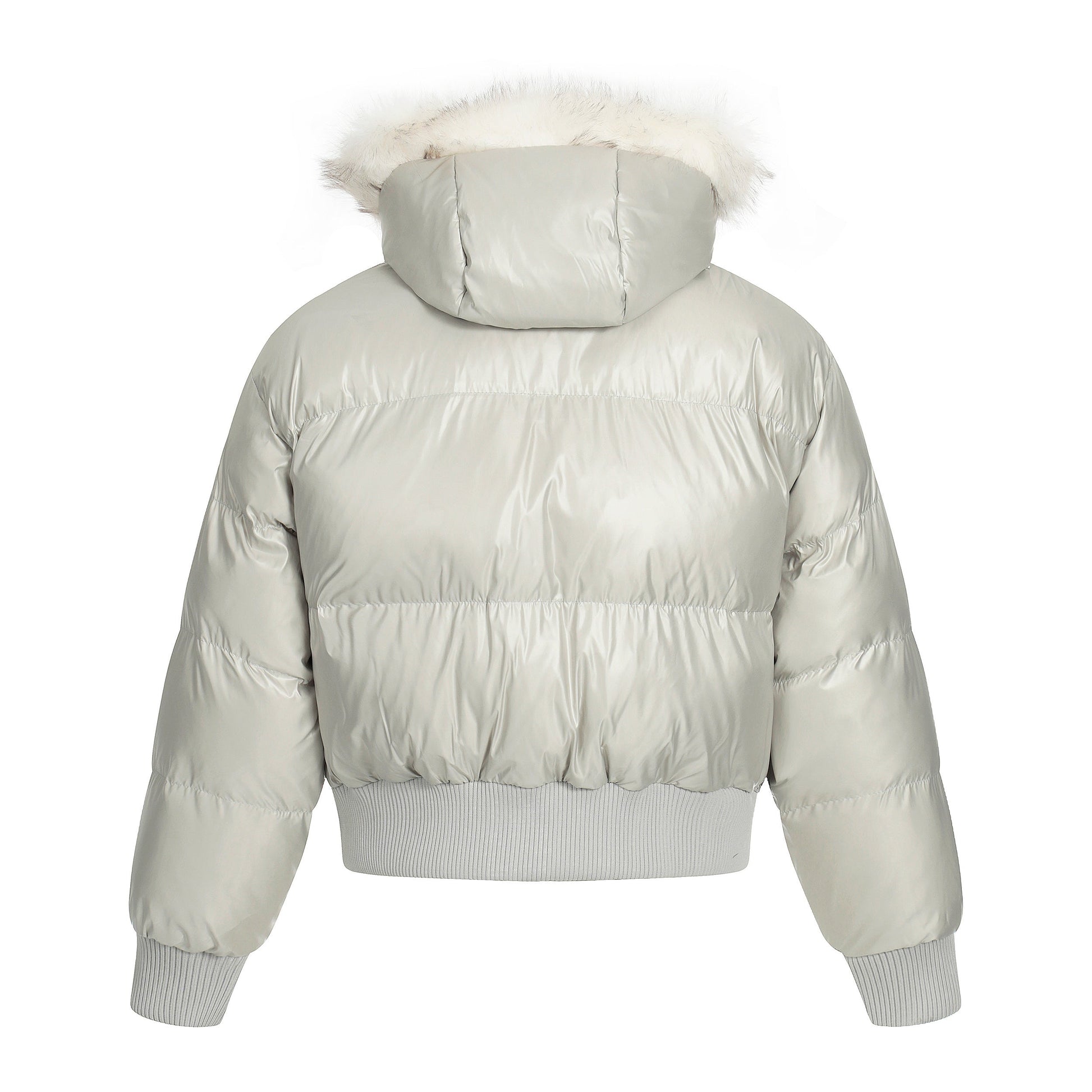 Frost Petal | Embroidered Satin Puffer Jacket - Luxuryurbanwear