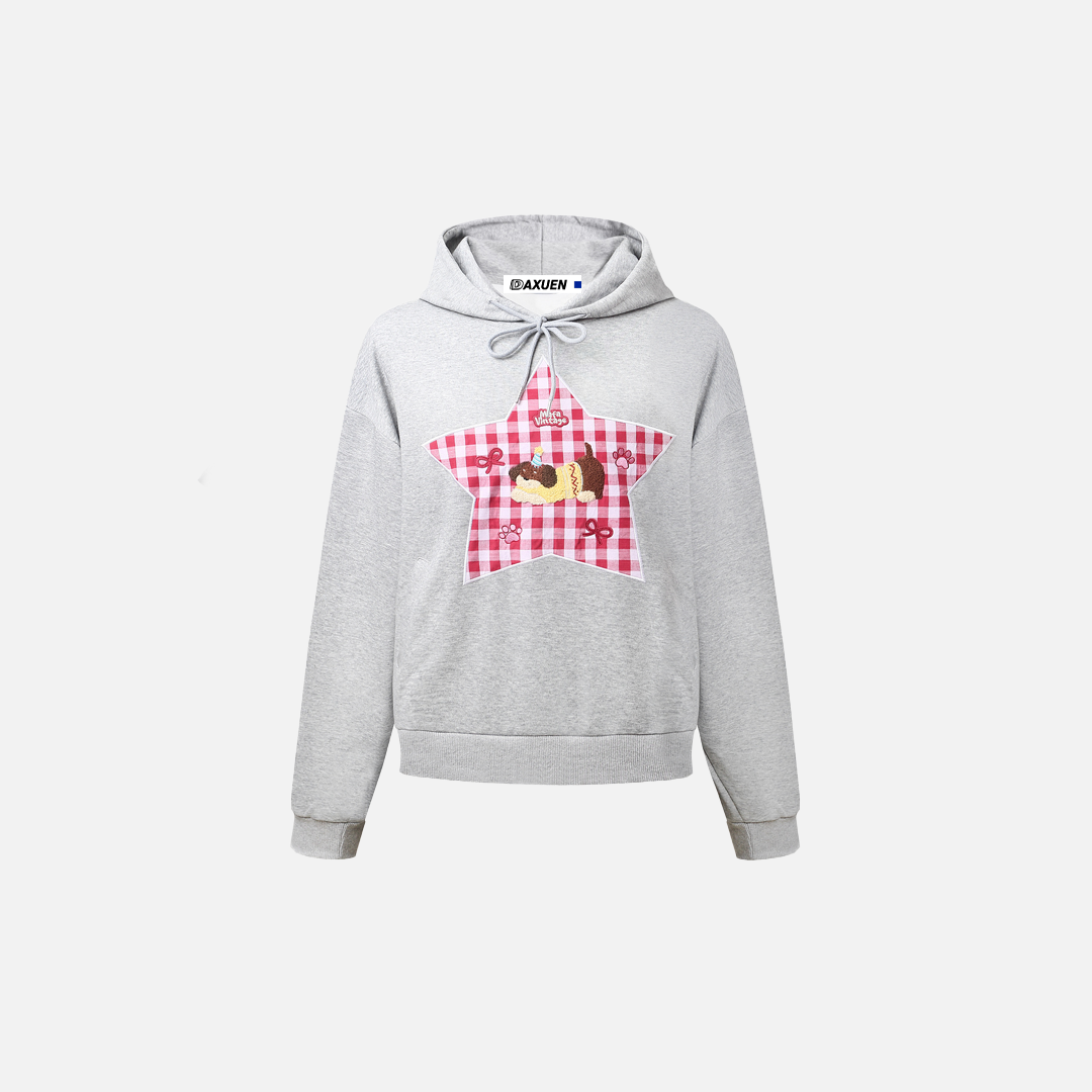 American Style Winter Vintage Star Embroidered Hoodie - Luxuryurbanwear