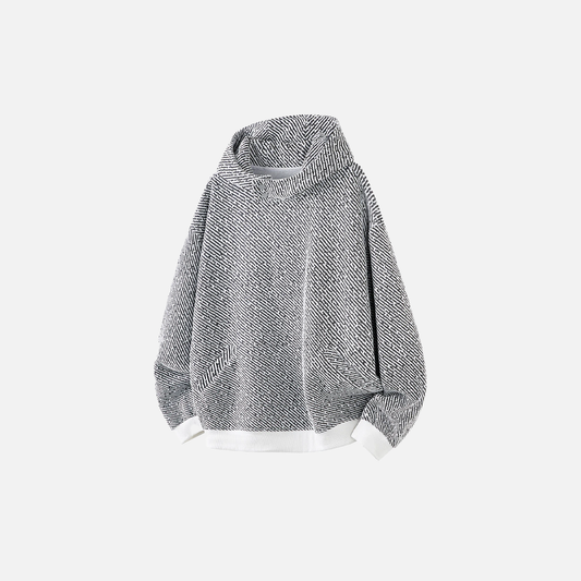 Y2K Lazy Style Striped Oversized Knit Hoodie - Luxuryurbanwear