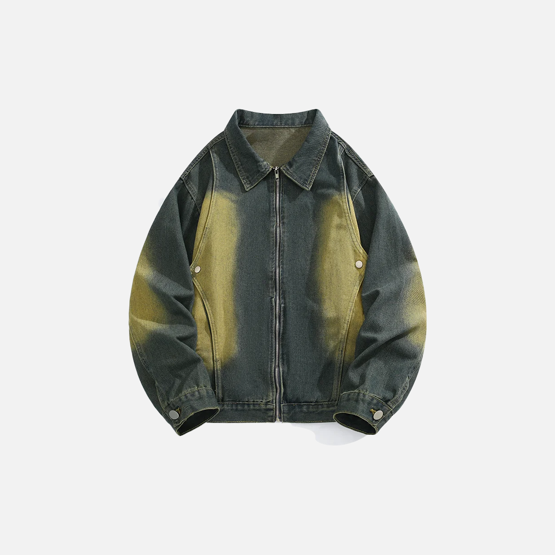 Elevated Distressed American Style Tie Dye Denim Jacket - Luxuryurbanwear