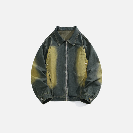 Elevated Distressed American Style Tie Dye Denim Jacket - Luxuryurbanwear
