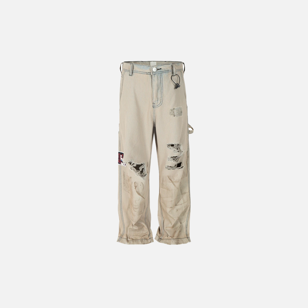 Streetwear Luxury Distressed Ripped Hole Straight Jeans - Luxuryurbanwear