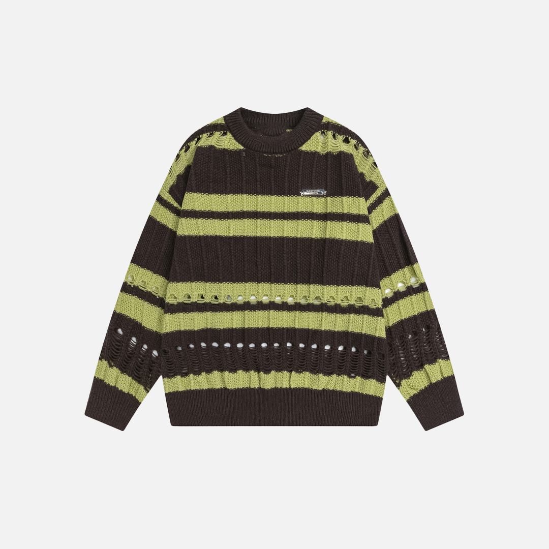 Spring Colorful Stripe Crewneck Sweater - Luxuryurbanwear