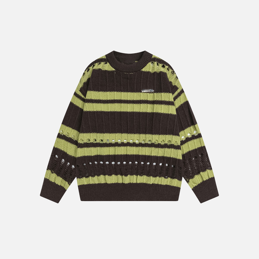 Spring Colorful Stripe Crewneck Sweater - Luxuryurbanwear