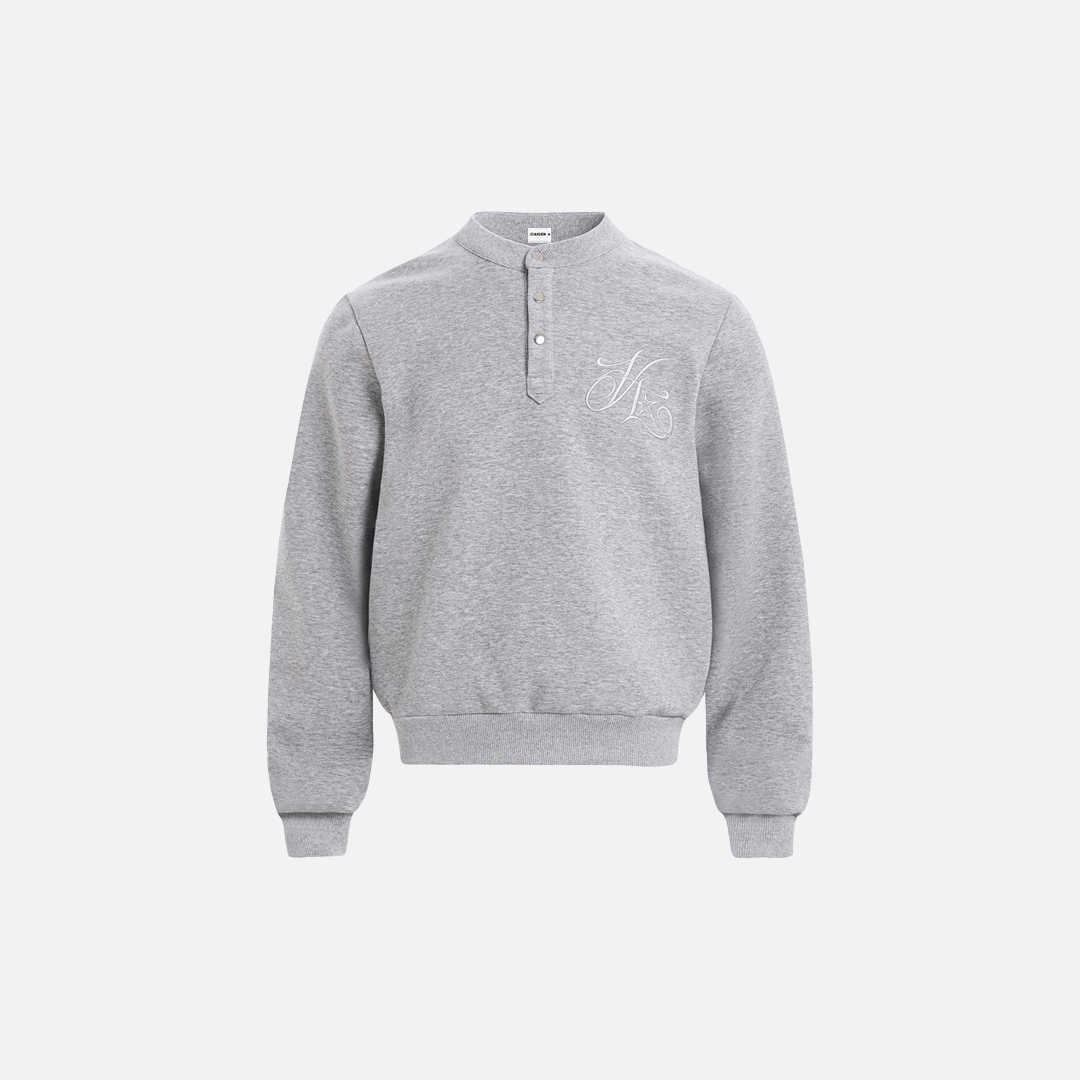 Minimalist Embroidered Button-Up Casual Sweatshirt - Luxuryurbanwear