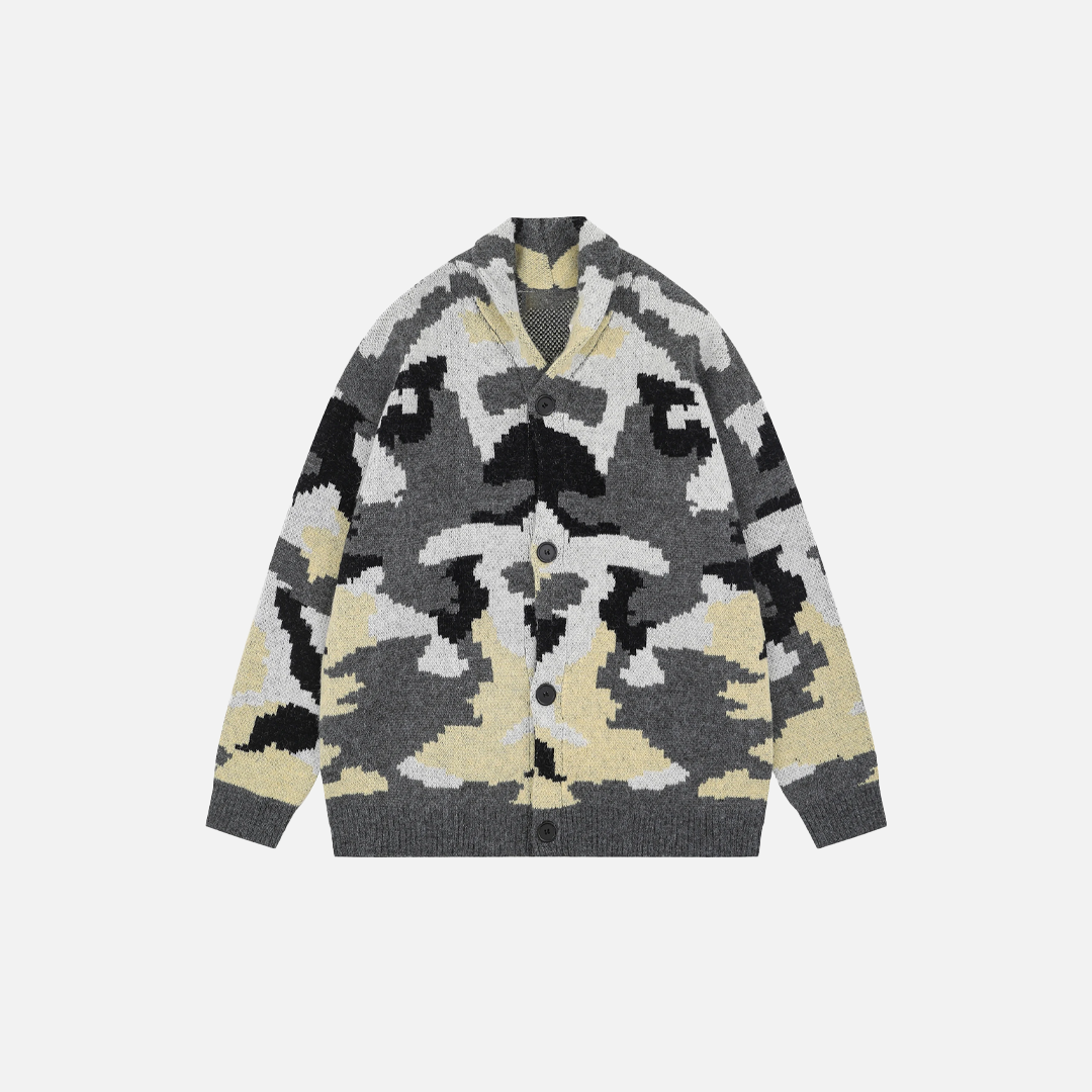Winter Streetwear Camouflage Knitwear Cardigan - Luxuryurbanwear