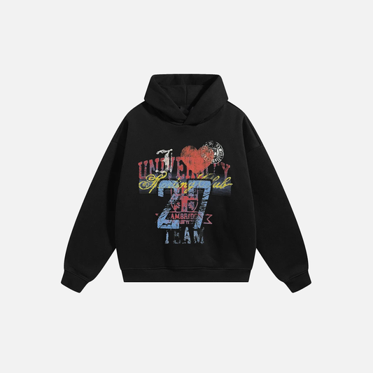 Chic Side Pockets Graffiti Graphic Hoodie - Luxuryurbanwear