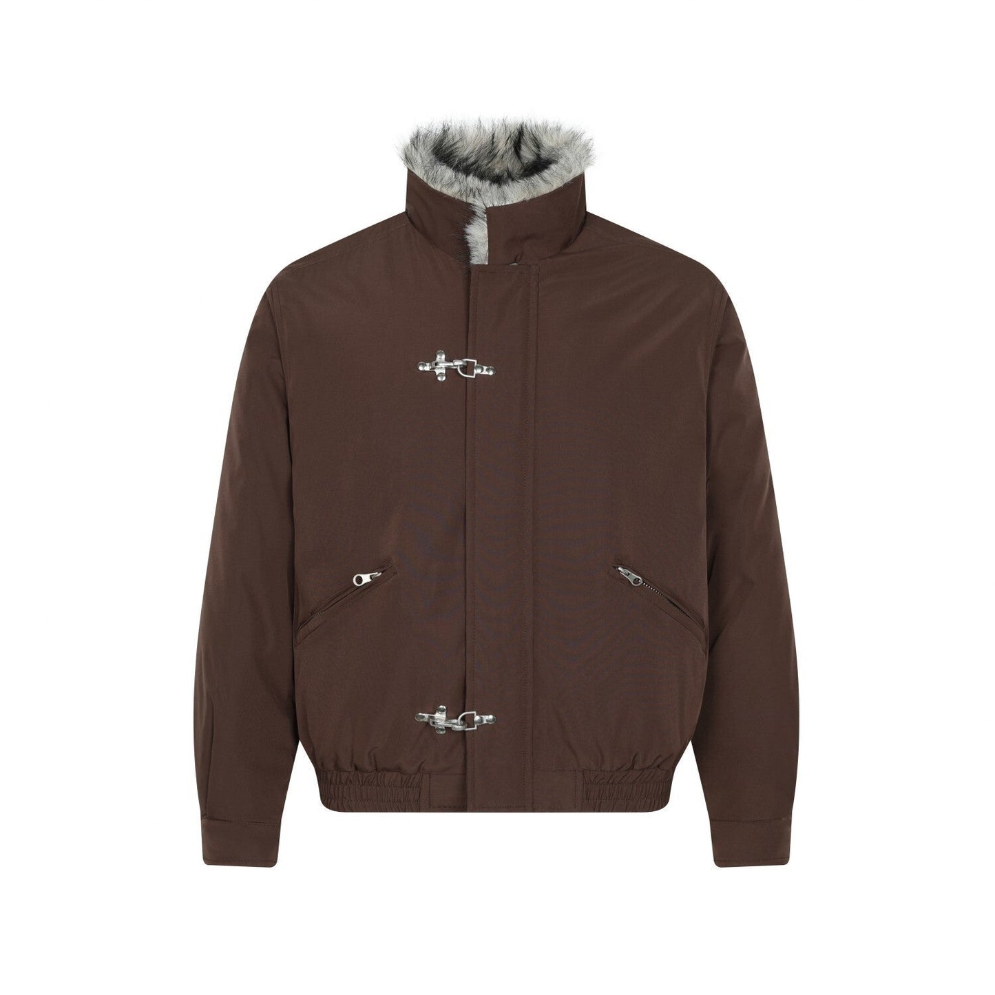 Fur Collar Fleece | Metal Button Coat - Luxuryurbanwear