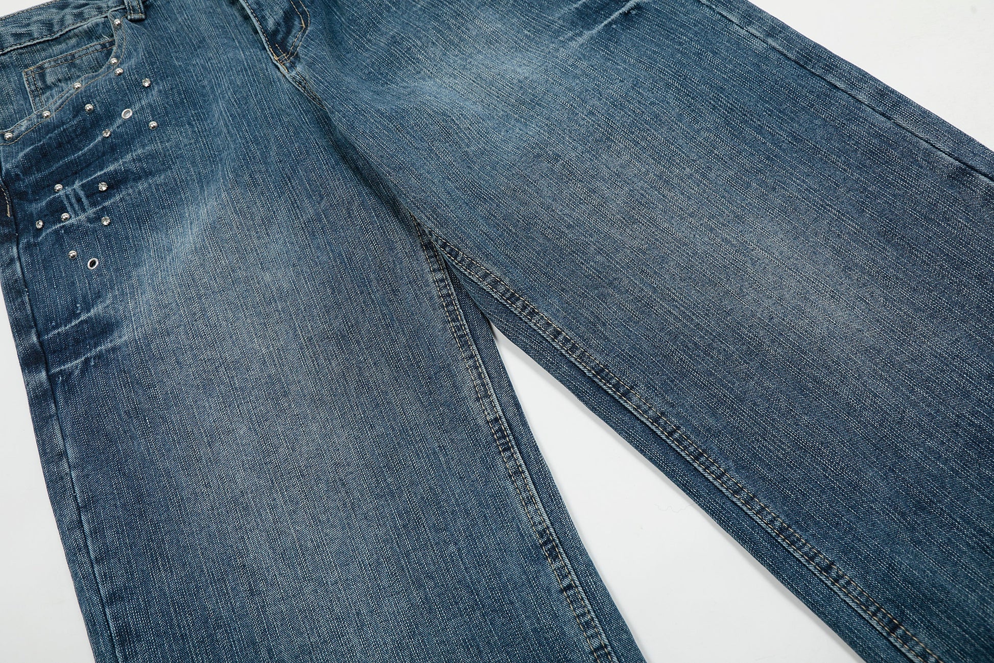 Studded Vintage Denim | Straight Jeans - Luxuryurbanwear