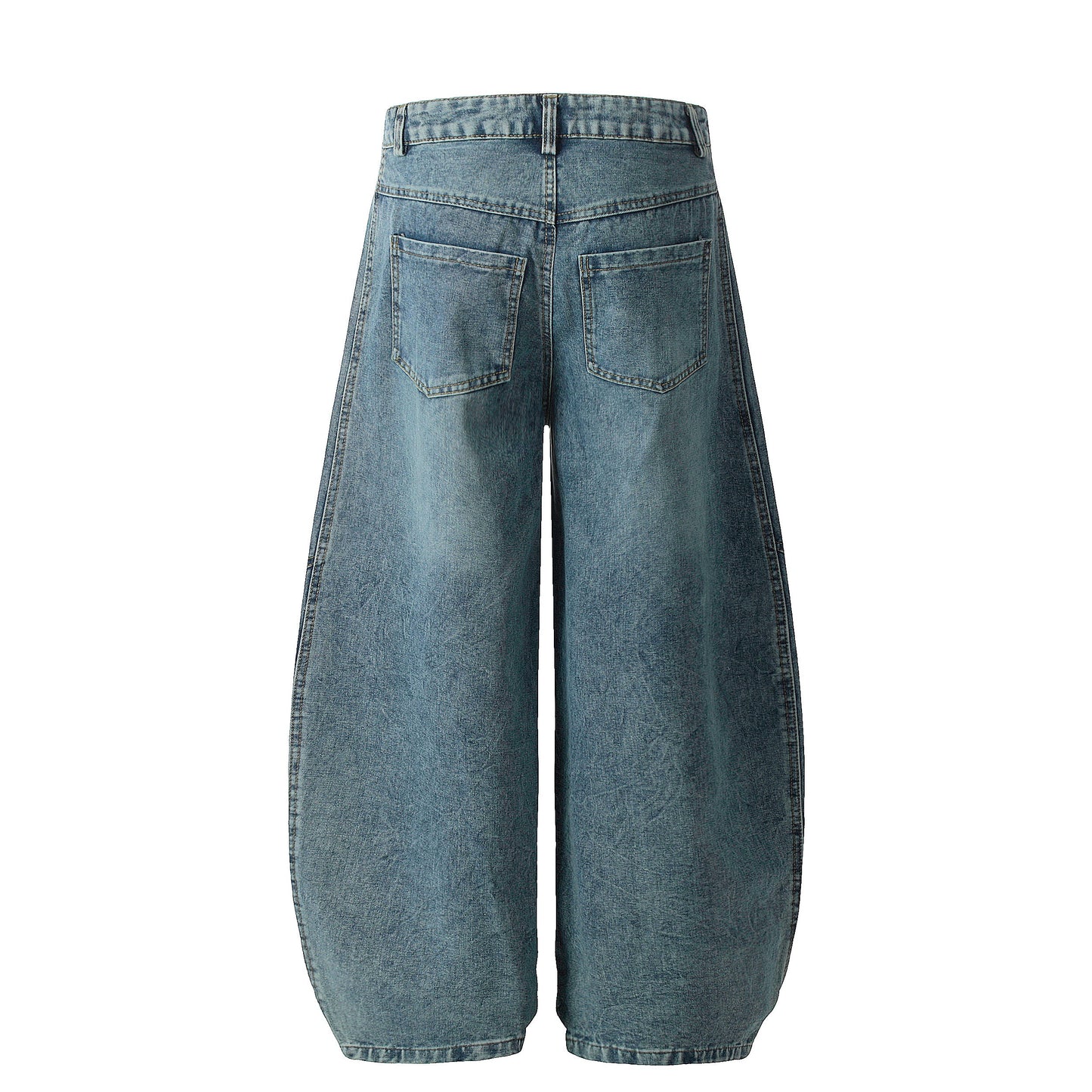 Striped Stitching | Washed Barrel Jeans - Luxuryurbanwear