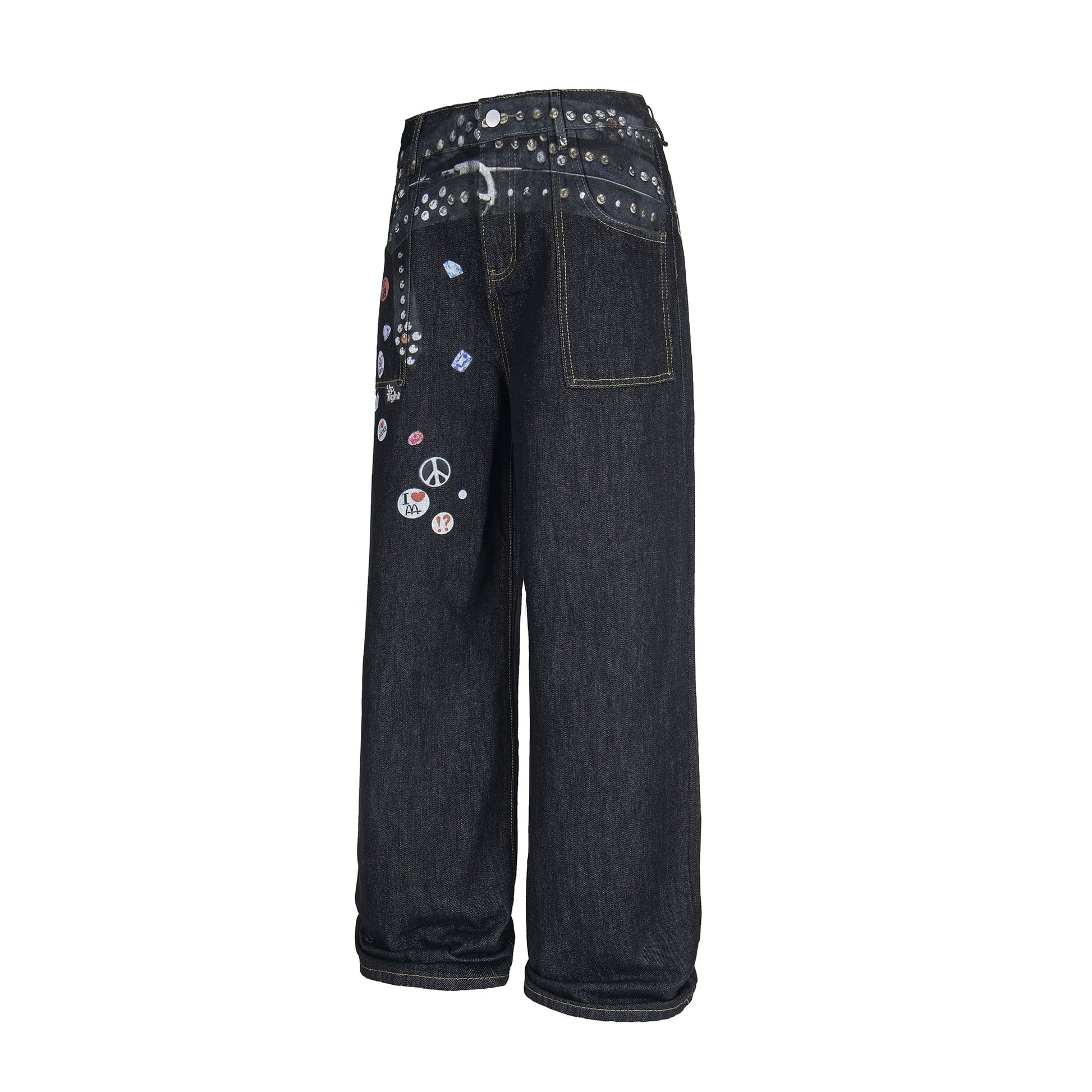 Studded Patchwork | Denim Jeans - Luxuryurbanwear