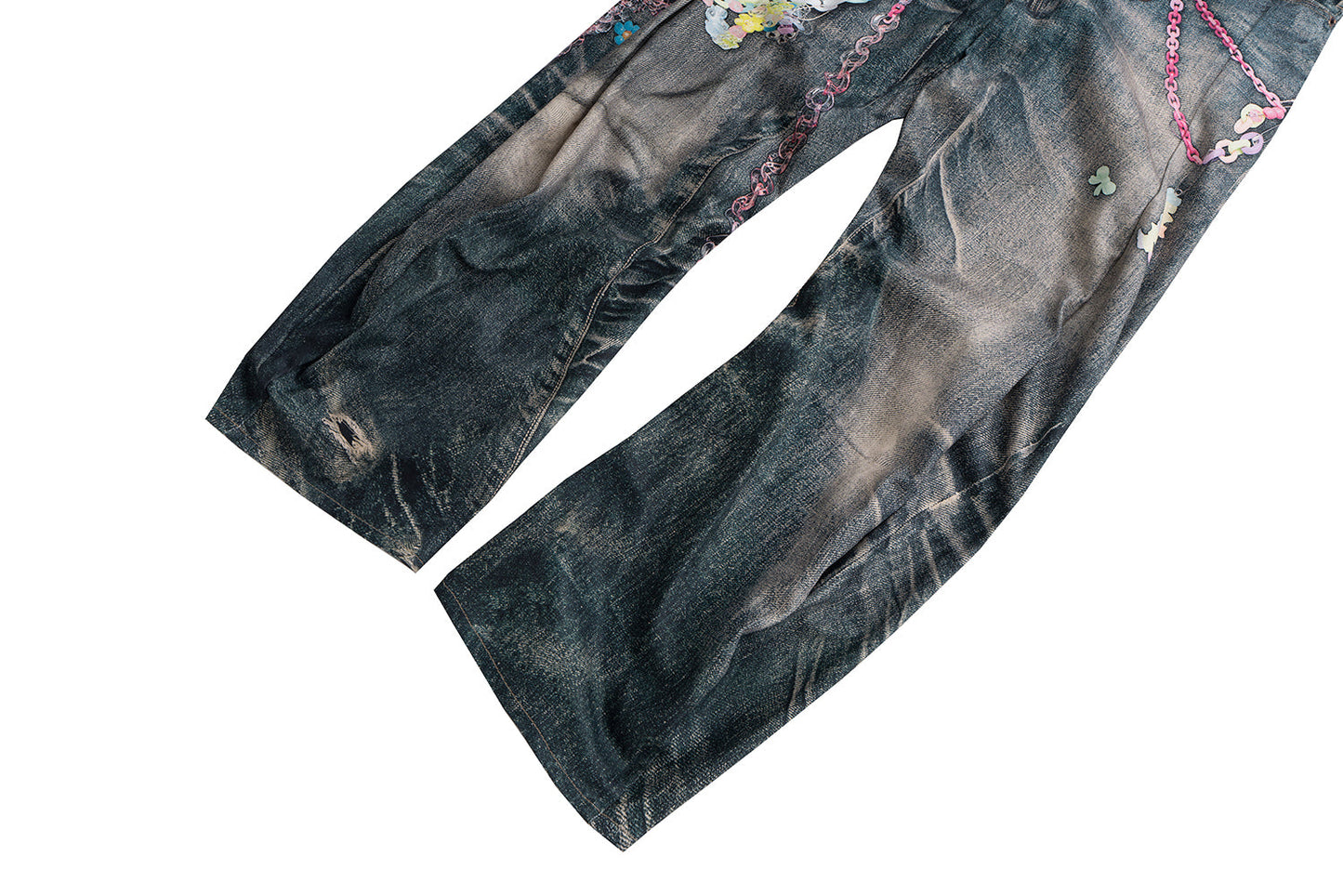 Candy Chain Washed Baggy Jeans - Y2K Cyber Aesthetic Denim | LuxuryUrbanwear - Luxuryurbanwear