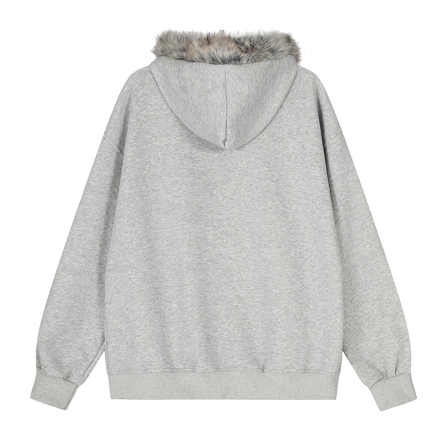 Graffiti Print Faux Fur | Zip Up Hoodie - Luxuryurbanwear