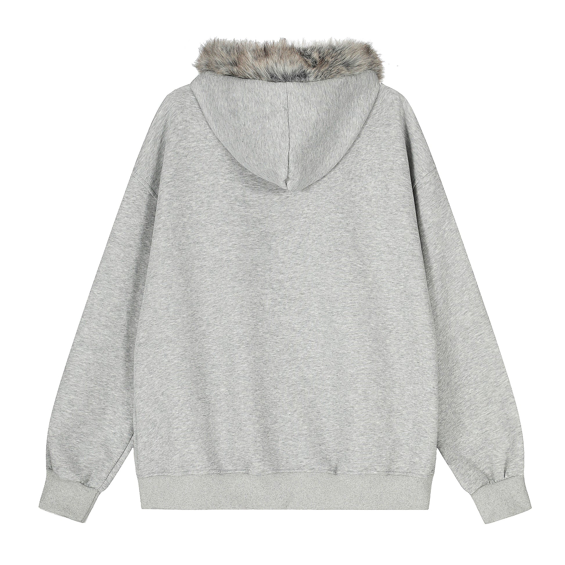 Graffiti Print Faux Fur | Zip Up Hoodie - Luxuryurbanwear