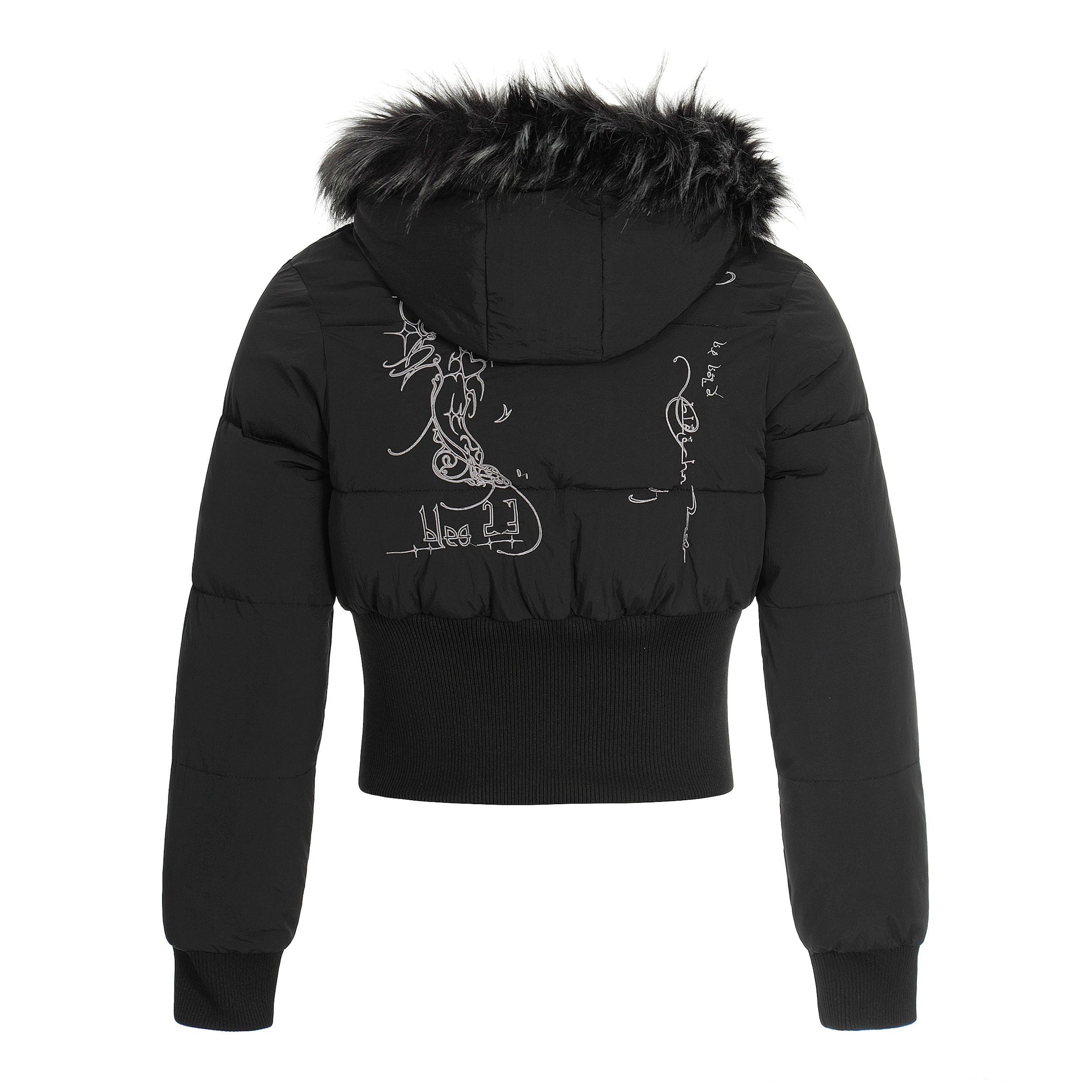 Fur Flare | Hooded Crop Puffer Jacket - Luxuryurbanwear