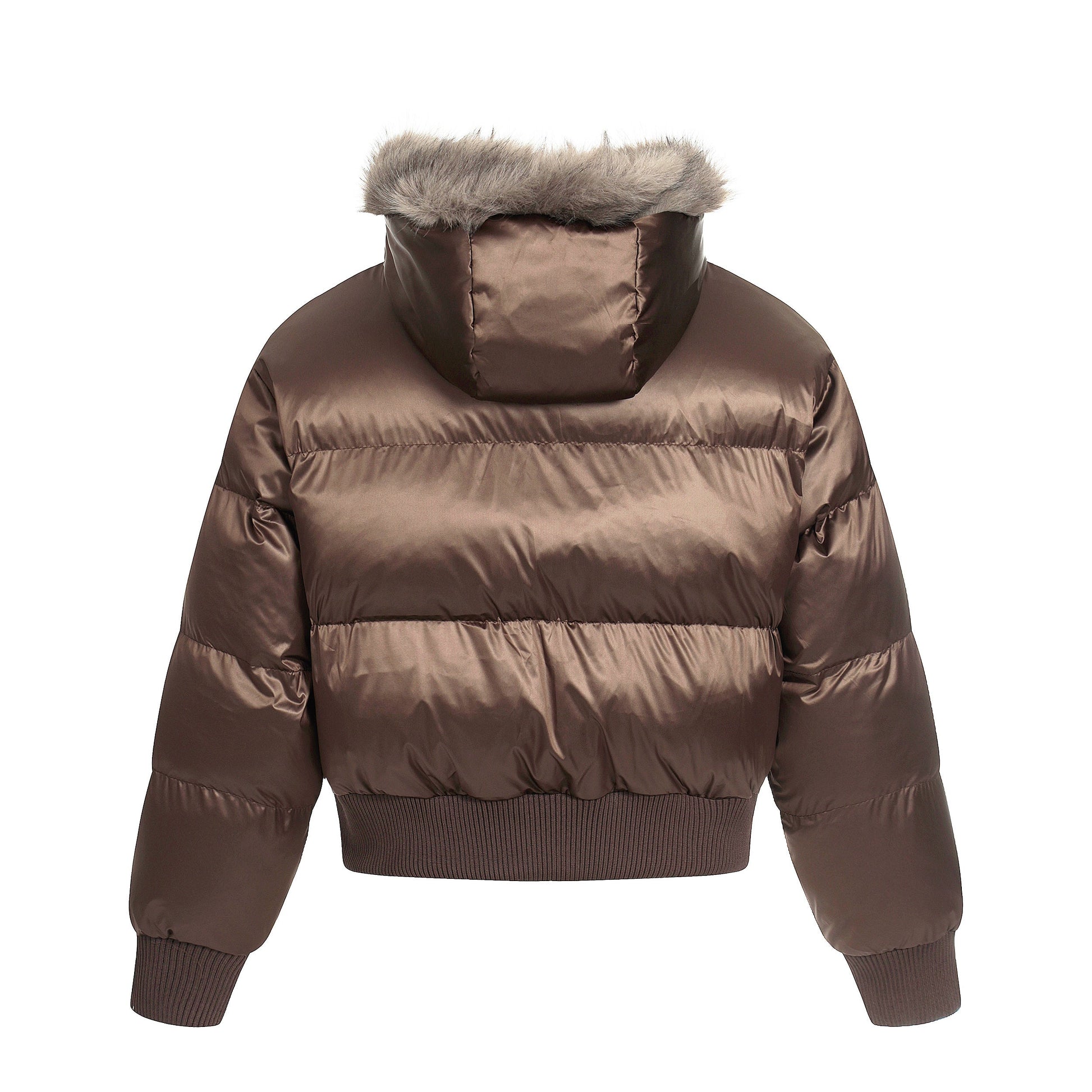 Frost Petal | Embroidered Satin Puffer Jacket - Luxuryurbanwear